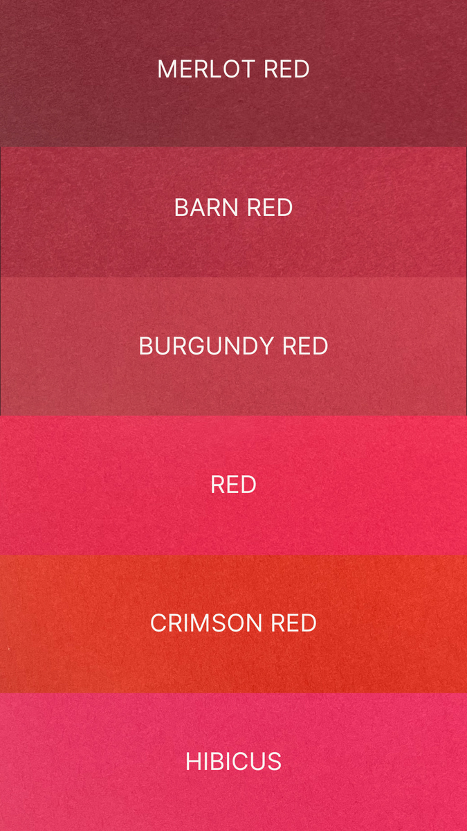 Shades of Red - Plain Cardstock Swatches – CelebrationWarehouse