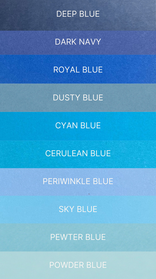 Shades of Blue - Plain Cardstock Swatches