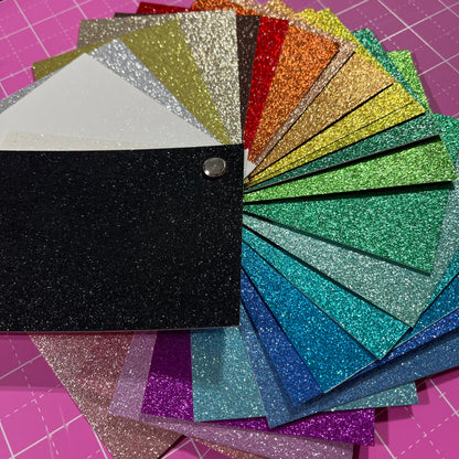 Swatch Book - GLITTER CARDSTOCK - 3x4" swatches of all colors available - CelebrationWarehouse