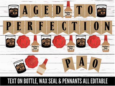 Aged To Perfection Bourbon Birthday Theme Set - SVG / PDF download - Digital Download - CelebrationWarehouse