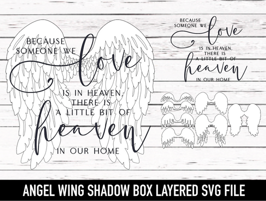 Angel Wing Shadow Box - Angel Wing Layered File - SVG download - Digital Download - CelebrationWarehouse