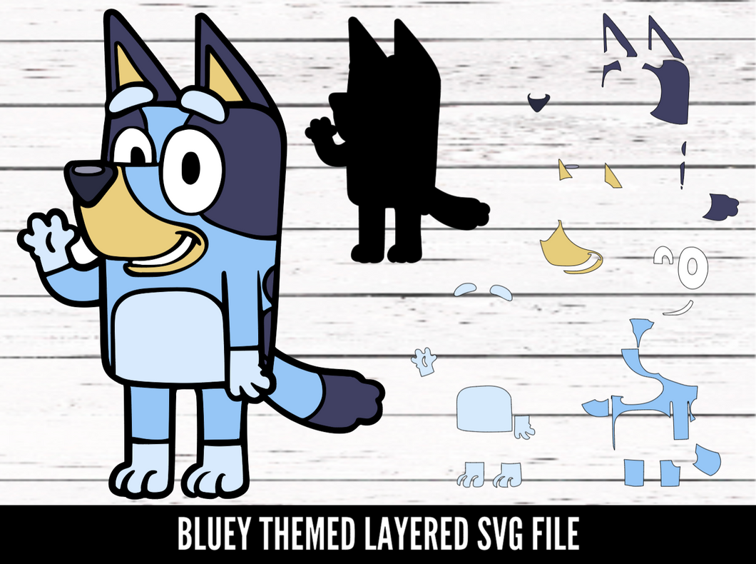 Bluey themed layered svg file - SVG download - Digital Download - CelebrationWarehouse