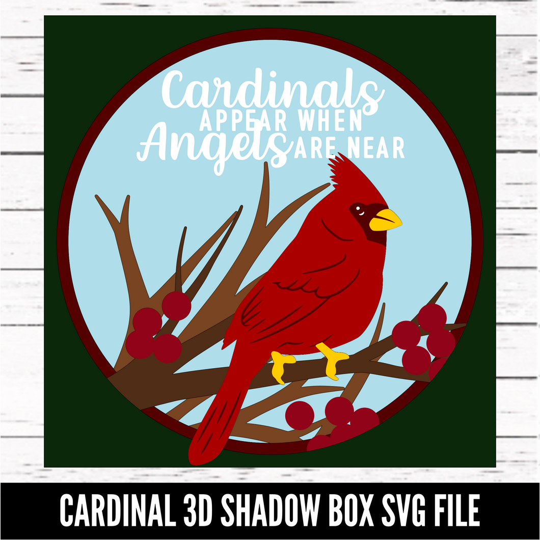 Cardinal 3D Shadow Box - SVG download - Digital Download