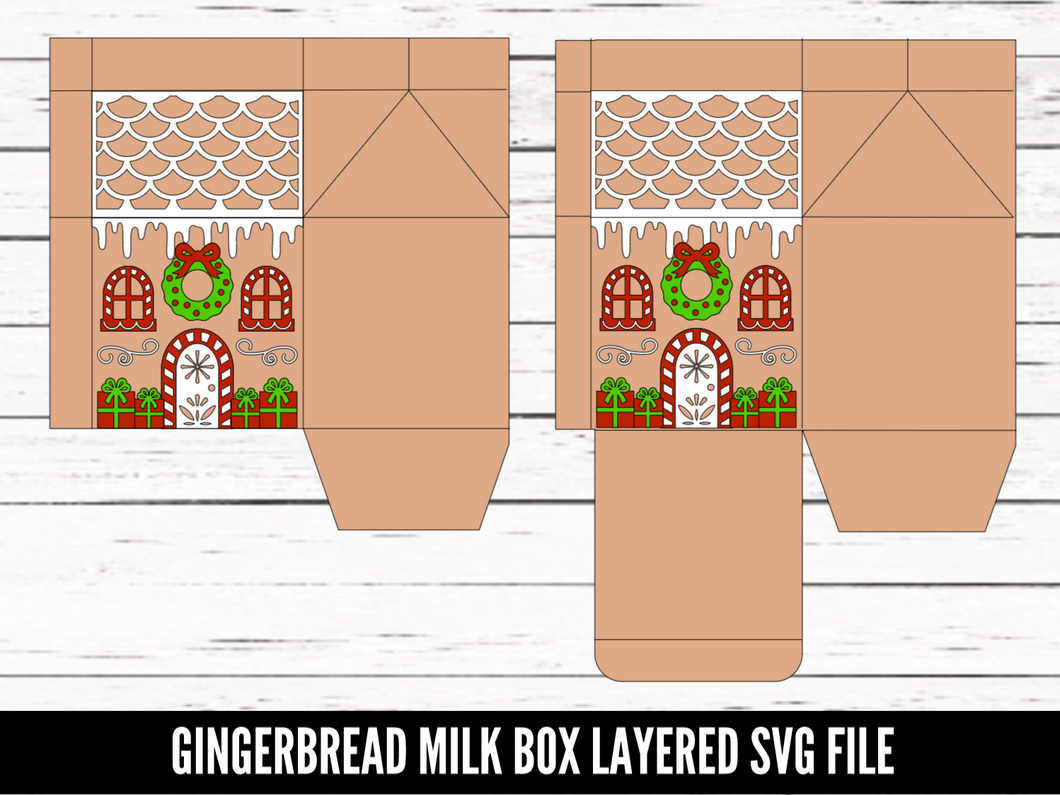 Gingerbread House Gift Box - Milk Carton box - SVG download - Digital Download - CelebrationWarehouse