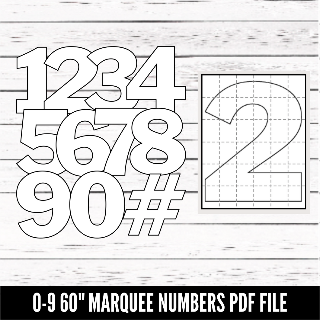 Marquee Numbers -  0-9 numbers  - SVG / PDF download - Digital Download - CelebrationWarehouse