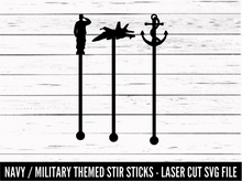 Load image into Gallery viewer, Navy Themed Stir Sticks - Digital Download - SVG file - CelebrationWarehouse
