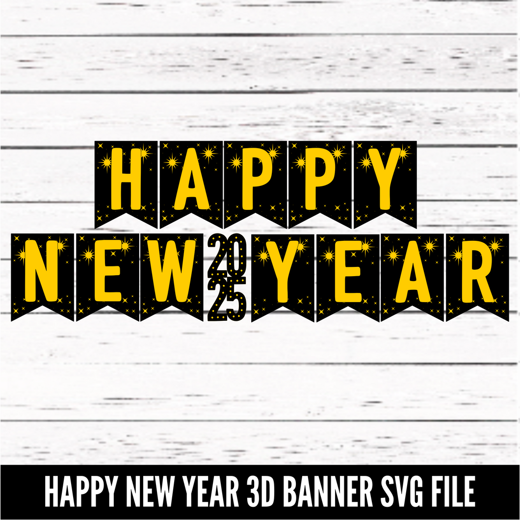 Happy New Year Banner - SVG download - Digital Download