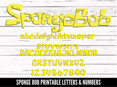 SpongeBob Printable Letters and Numbers - PNG download - Digital Download - CelebrationWarehouse