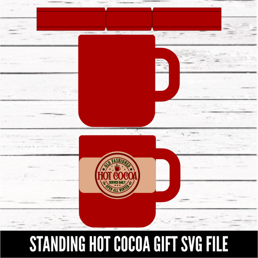 Standing Hot Cocoa Gift Holder - SVG download - Digital Download