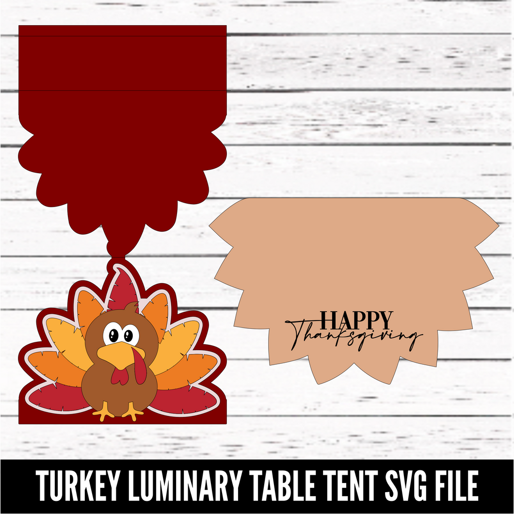 Turkey Luminary Table Tent - SVG download - Digital Download