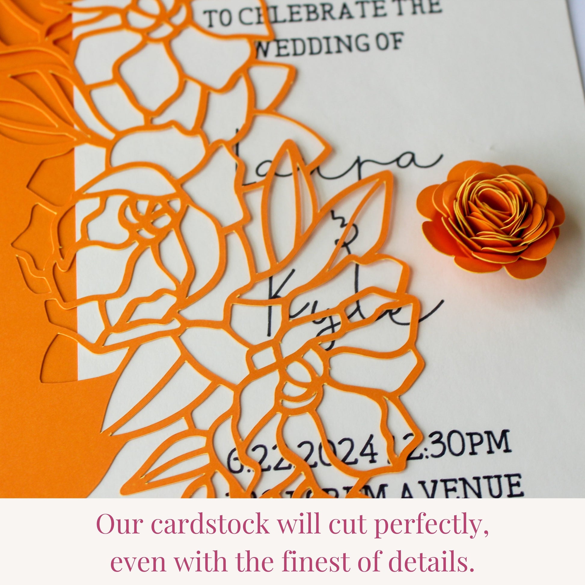 apricot orange cardstock cuts fine details using any die cutting machine