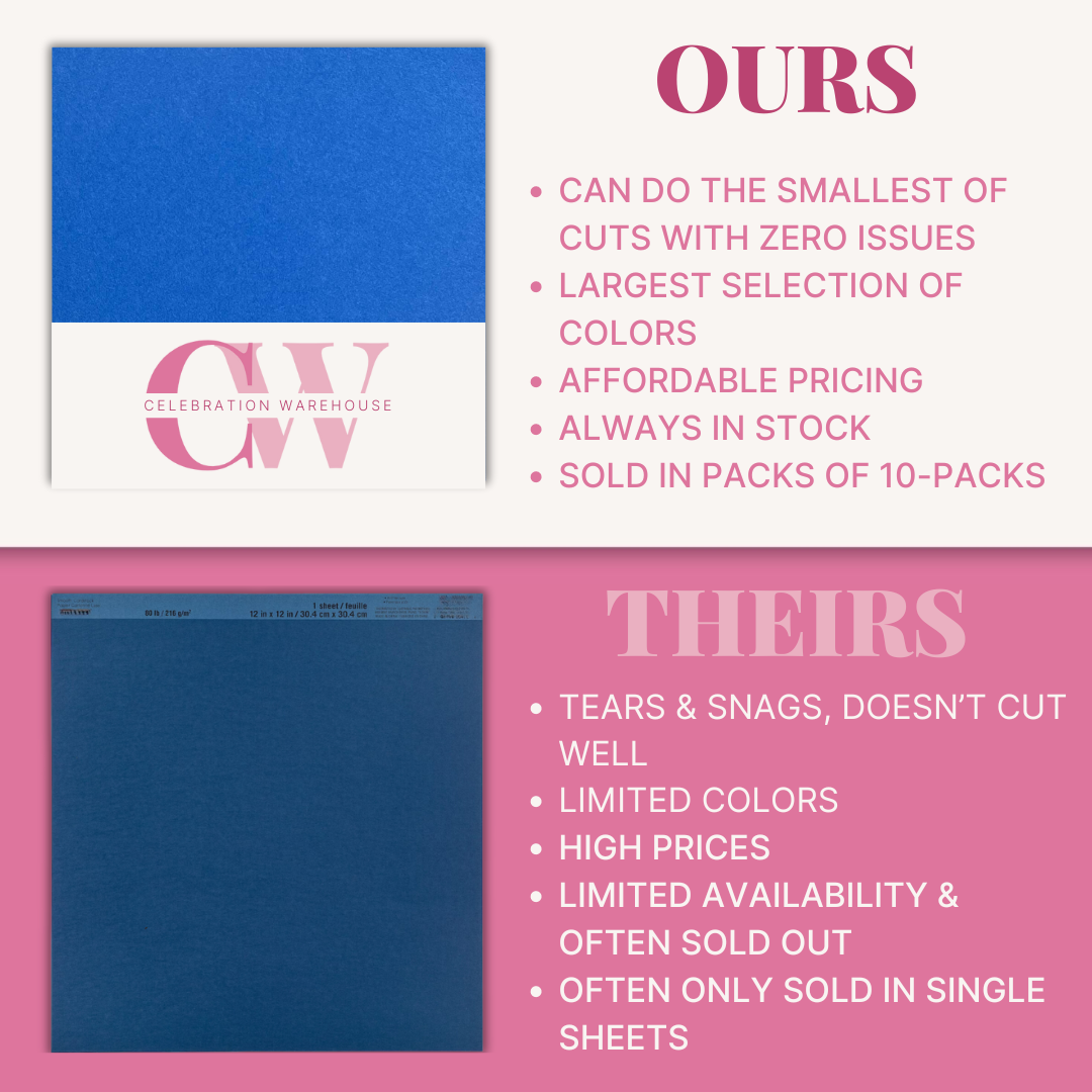 key differences between celebration warehouse plain cardstock and big box store plain cardstock