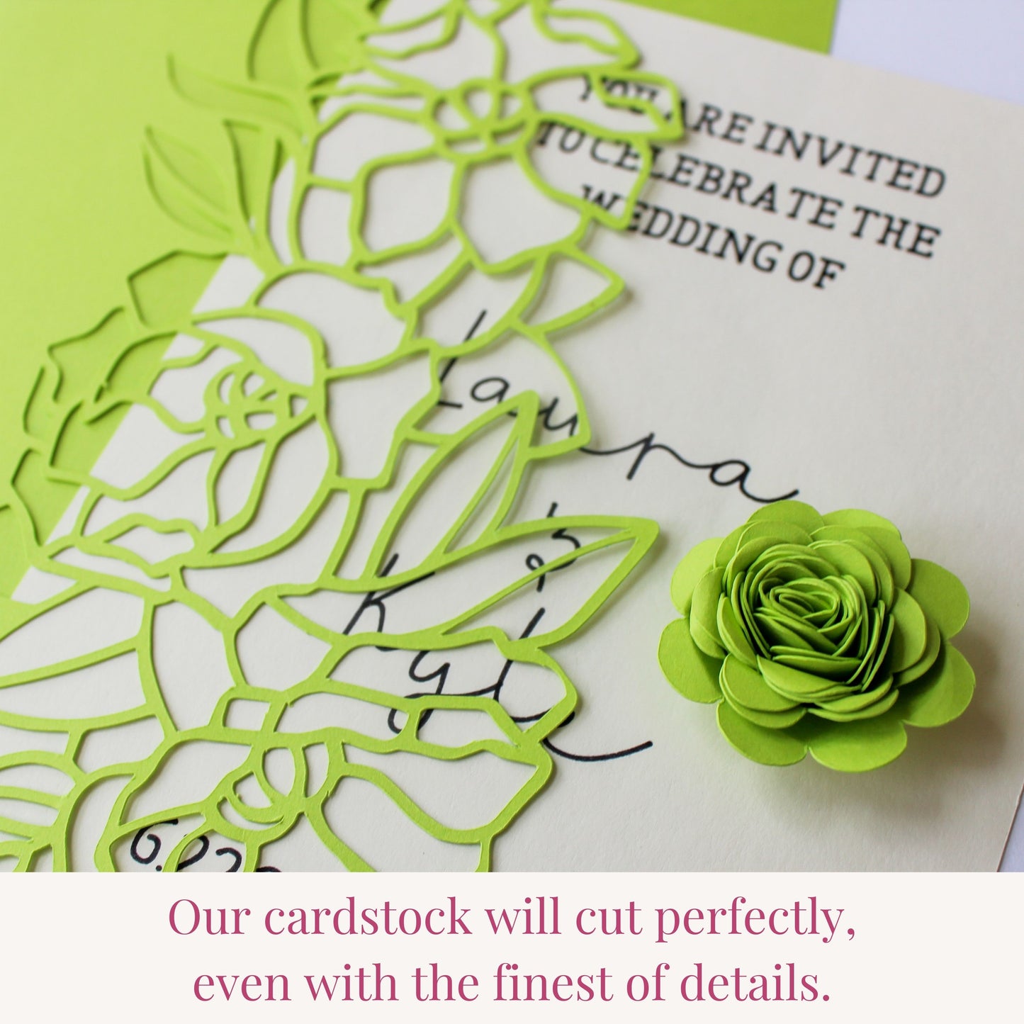 chartreuse green cardstock cuts fine details using any die cutting machine