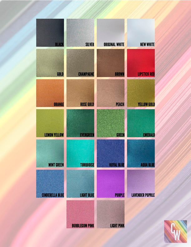 Digital Swatch Colors of All Glitter Cardstock - CelebrationWarehouse