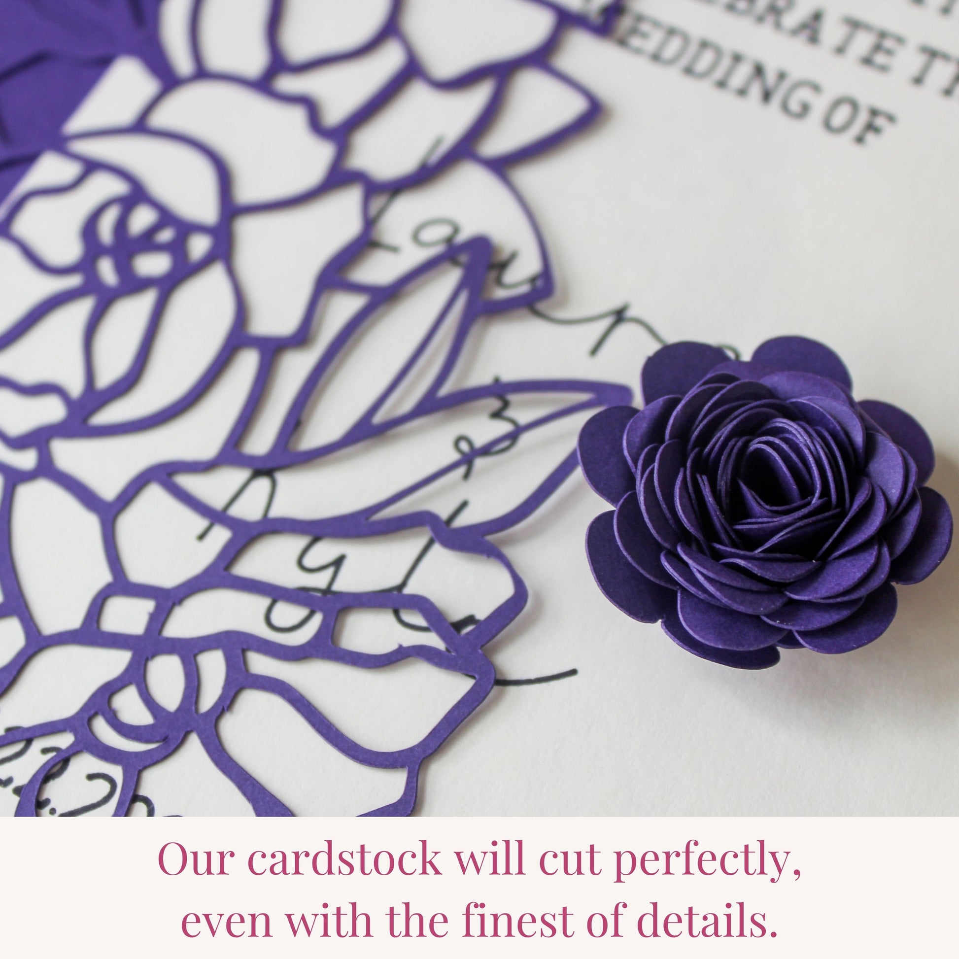 dark purple cardstock cuts fine details using any die cutting machine