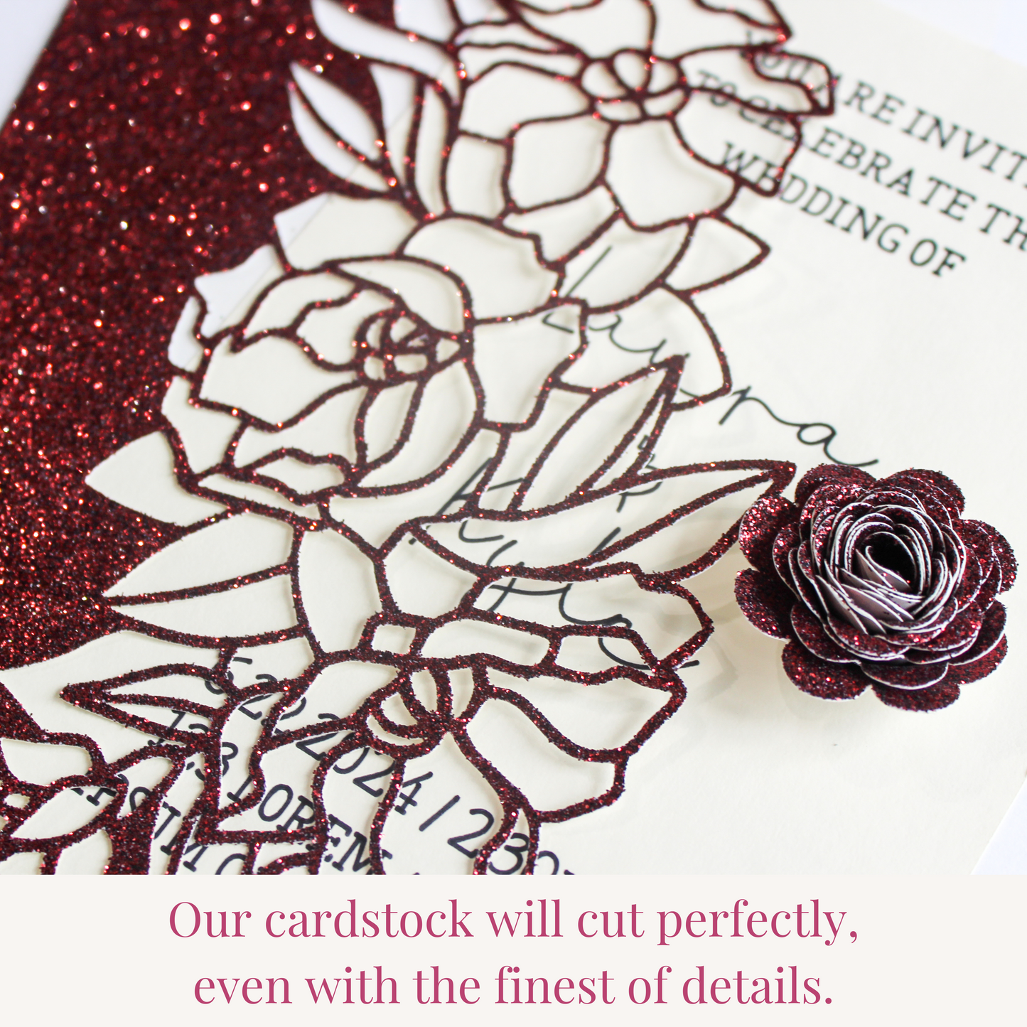 celebration warehouse dark red wine glitter cardstock cuts fine details using any die cutting machine