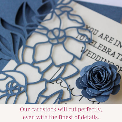 dusty blue cardstock cuts fine details using any die cutting machine