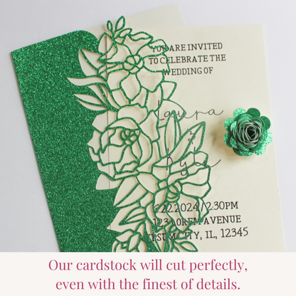 celebration warehouse emerald green glitter cardstock cuts fine details using any die cutting machine