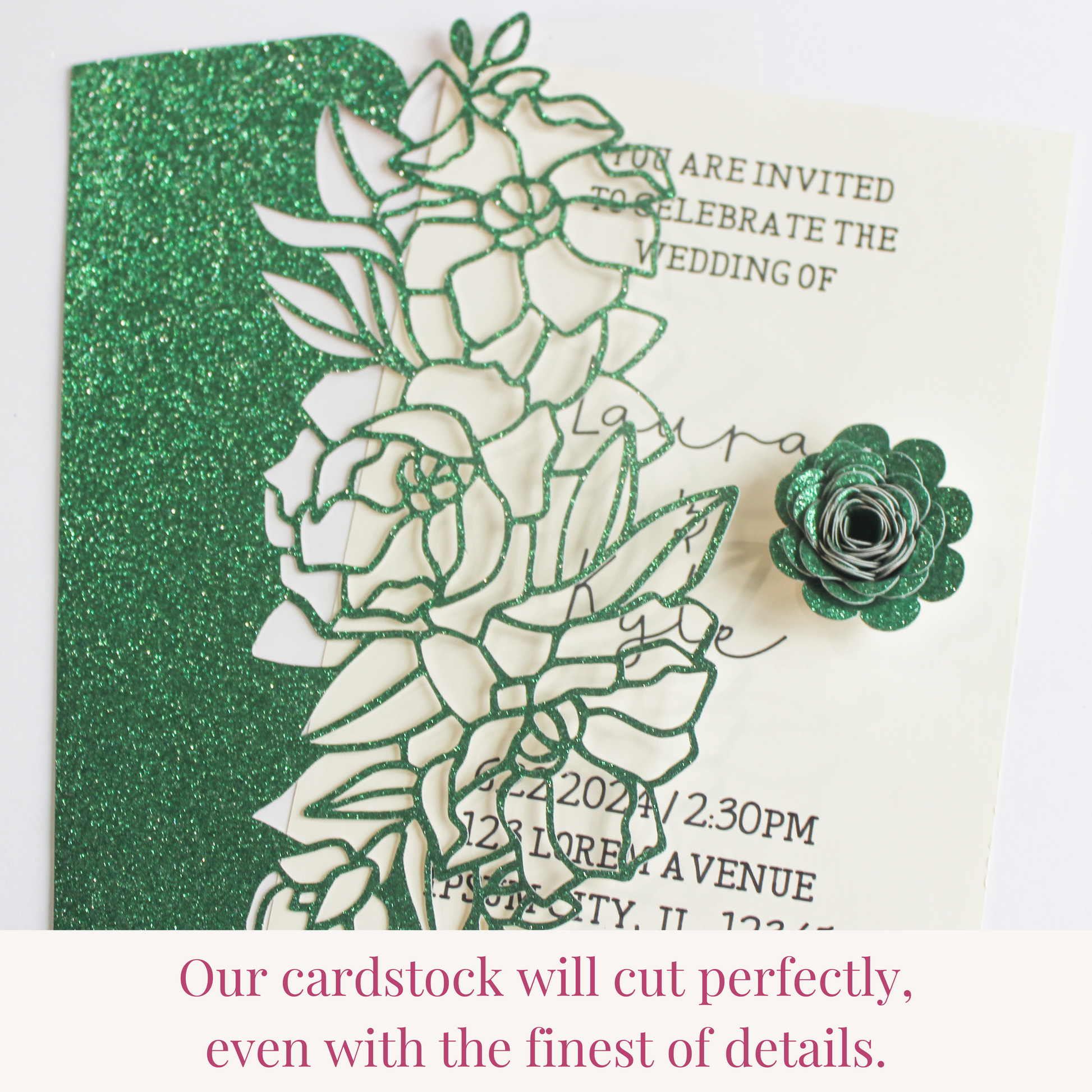 celebration warehouse evergreen green glitter cardstock cuts fine details using any die cutting machine