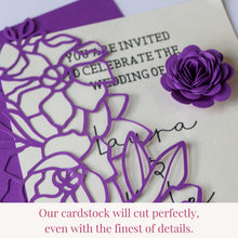 Load image into Gallery viewer, grape purple cardstock cuts fine details using any die cutting machine
