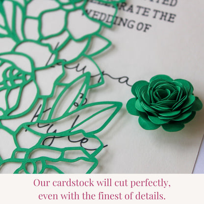 green cardstock cuts fine details using any die cutting machine