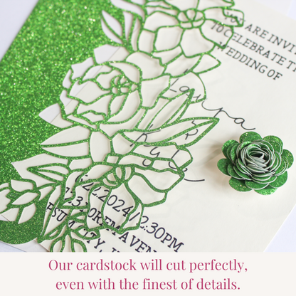 celebration warehouse green glitter cardstock cuts fine details using any die cutting machine