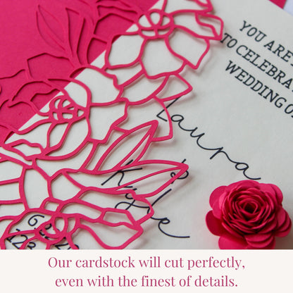 hibiscus red cardstock cuts fine details using any die cutting machine