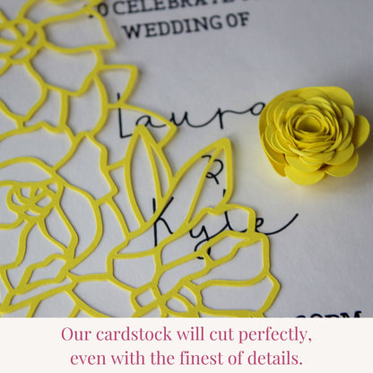 lemon yellow cardstock cuts fine details using any die cutting machine