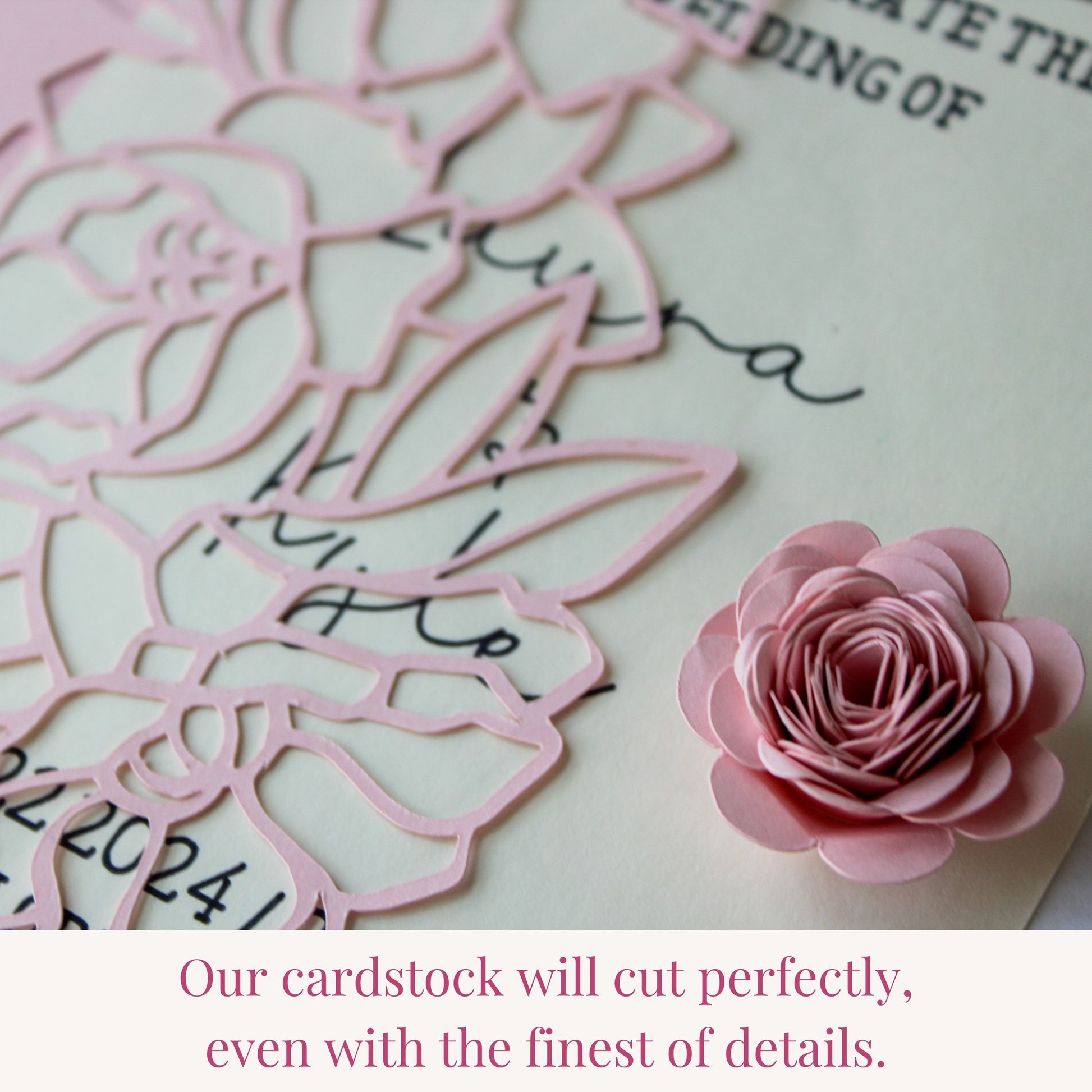 light pink cardstock cuts fine details using any die cutting machine