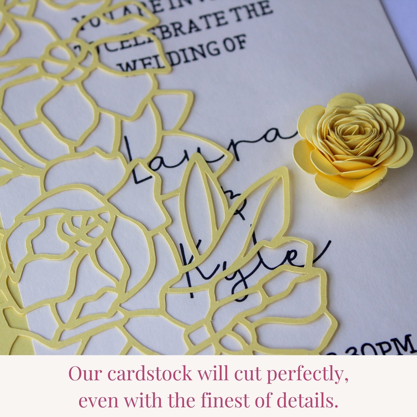 light yellow cardstock cuts fine details using any die cutting machine