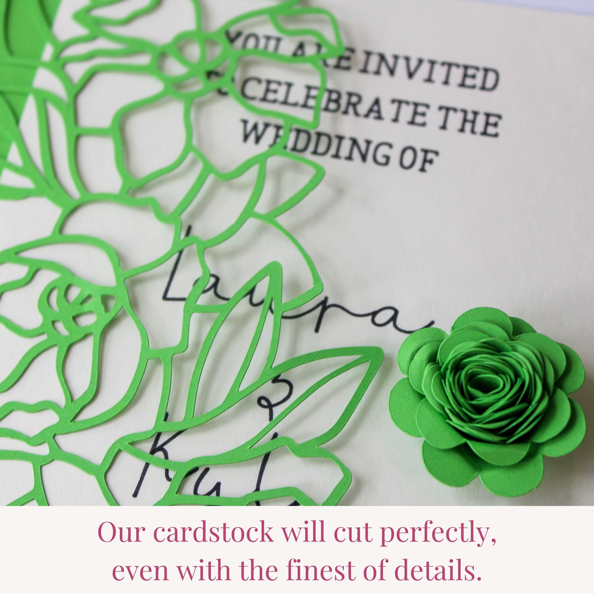 lime green cardstock cuts fine details using any die cutting machine