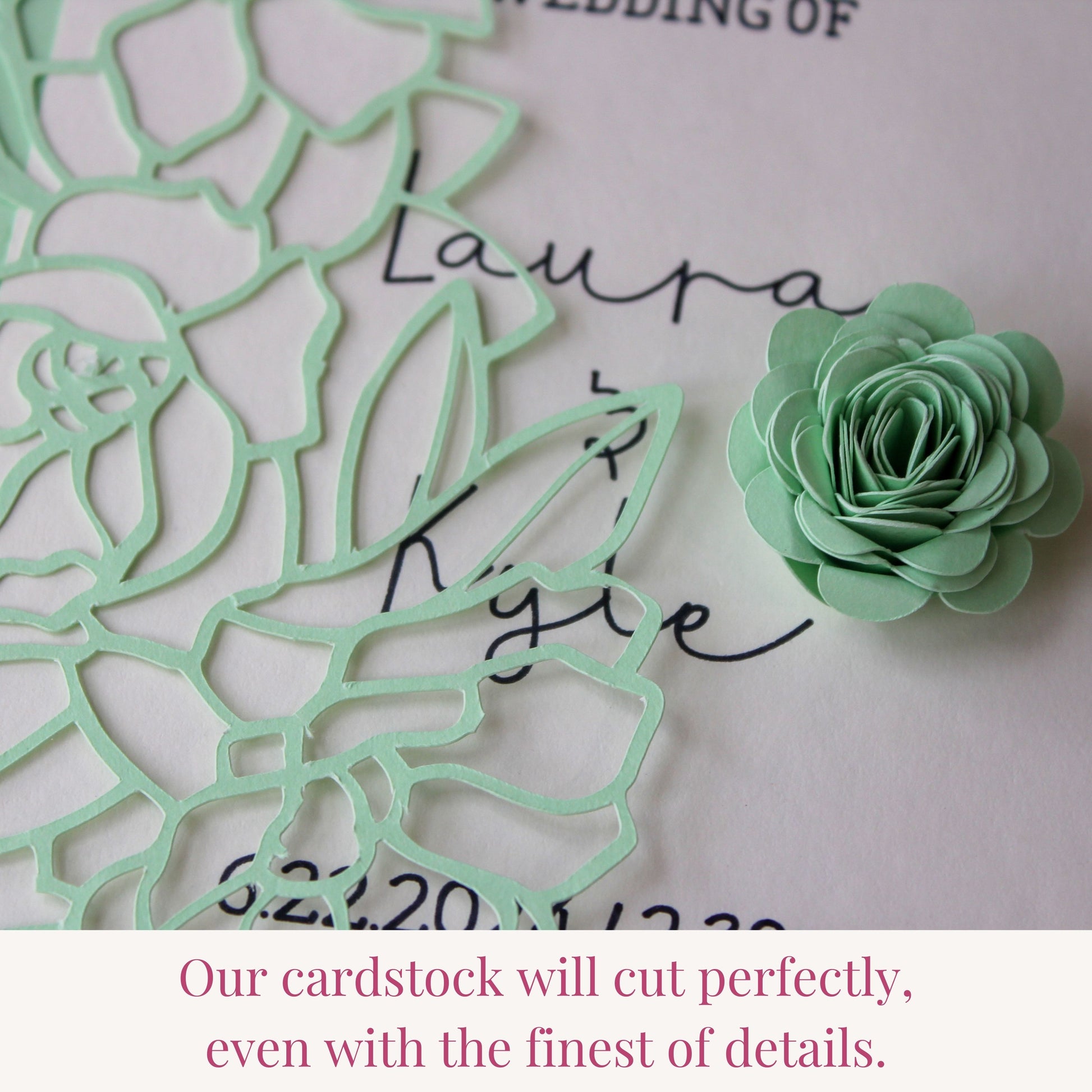 mint green cardstock cuts fine details using any die cutting machine