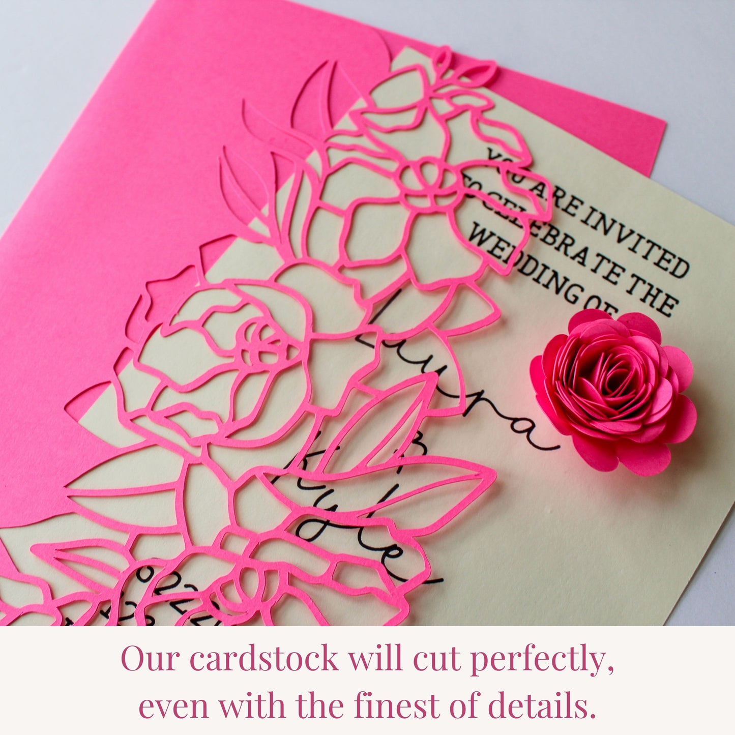 neon pink cardstock cuts fine details using any die cutting machine