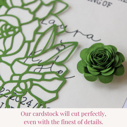 olive green cardstock cuts fine details using any die cutting machine