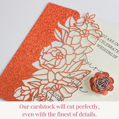 celebration warehouse orange glitter cardstock cuts fine details using any die cutting machine