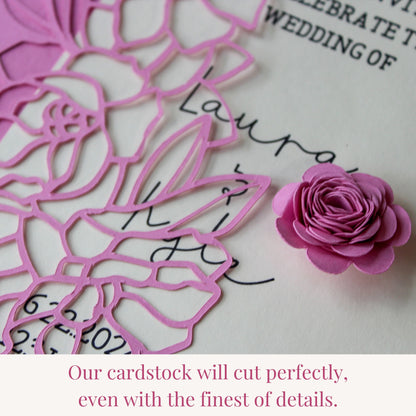 pale rose pink cardstock cuts fine details using any die cutting machine