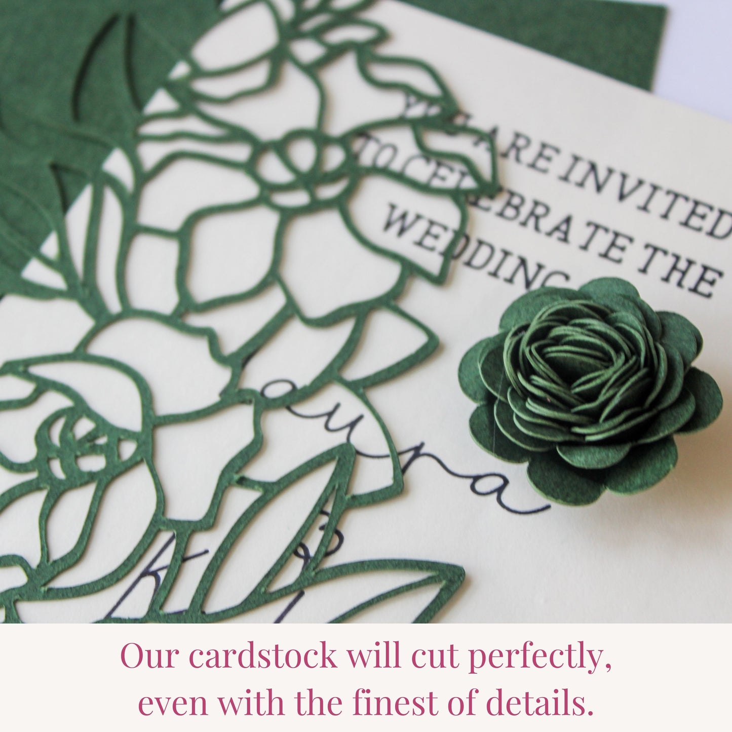 pine green cardstock cuts fine details using any die cutting machine