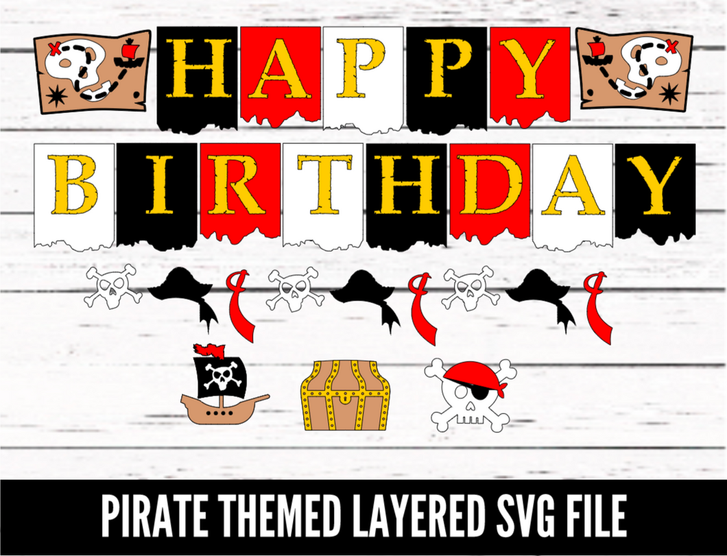 Pirate Birthday Theme Set - SVG download - Digital Download - CelebrationWarehouse