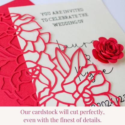 red cardstock cuts fine details using any die cutting machine