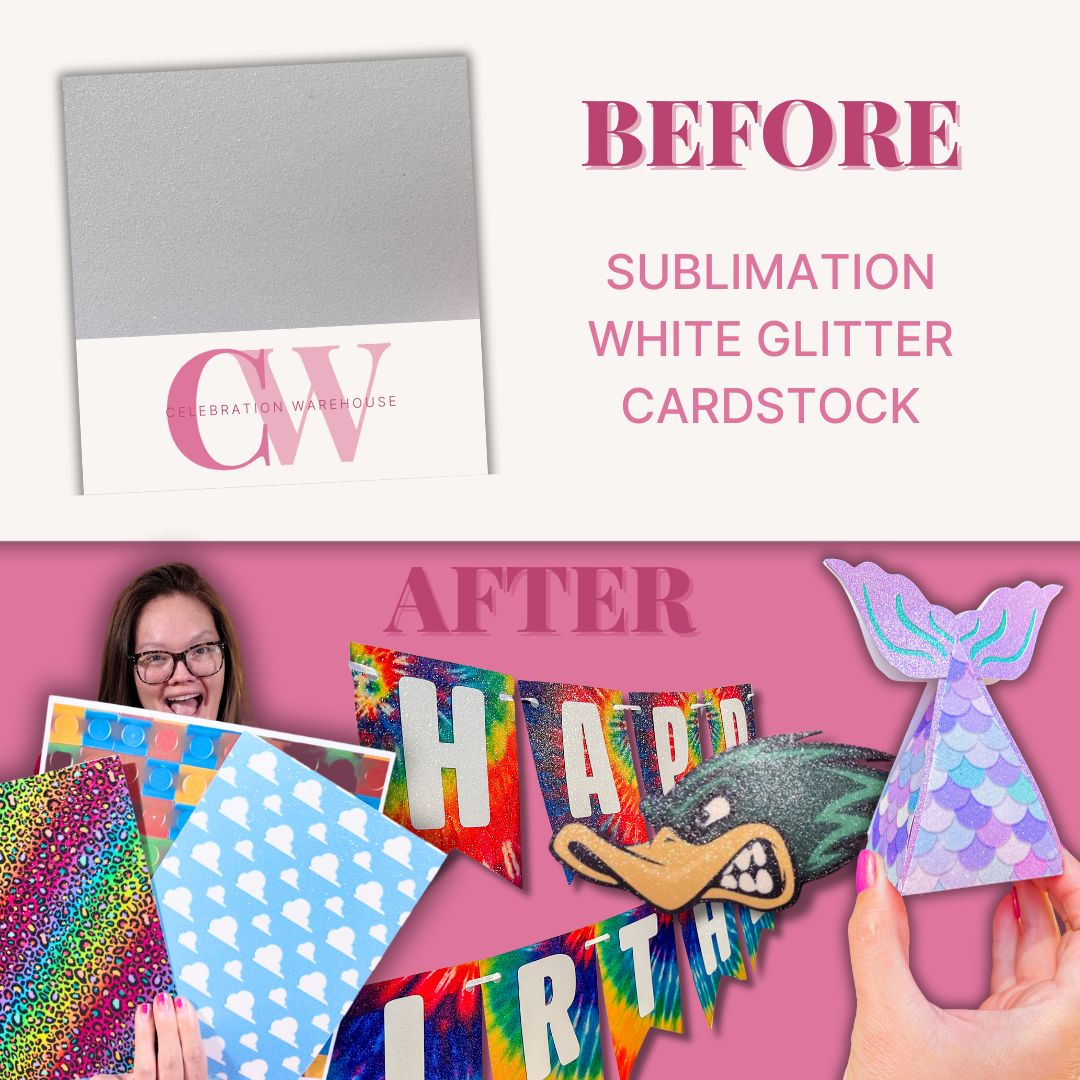 sublimation white glitter cardstock, take white glitter cardstock and change it to any pattern or cutout you need glittered 